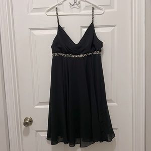 Eva Blue Sequined Little Black Baby Doll Dress Cocktail